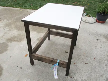 a desk built by volunteers